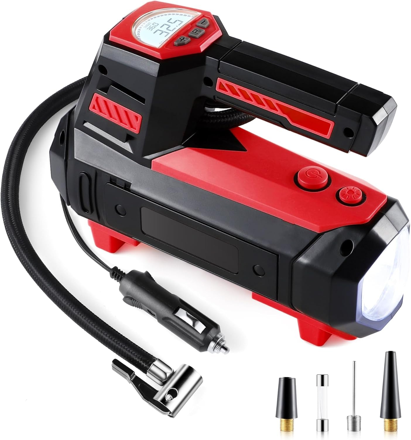 Tire Inflator Portable Air Compressor for Car Tires - Car Accessories, 12V DC Air Pump with Digital Tire Pressure Gauge, Max 150PSI with Emergency LED Lights for Car, Camper, RV, Truck